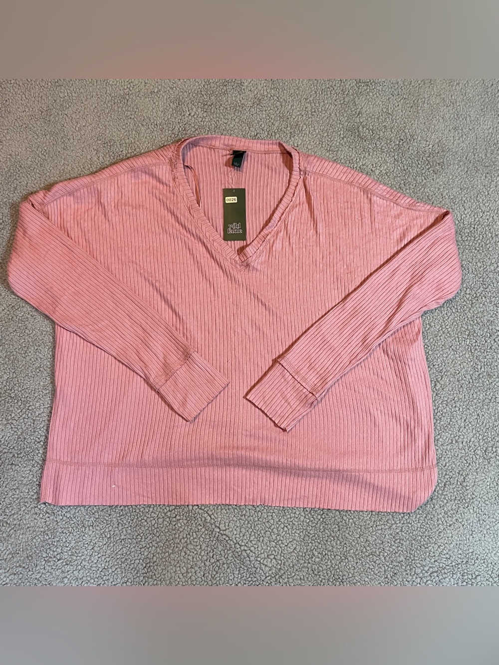 a new day Ribbed V-Neck Sweater in Dusty Pink